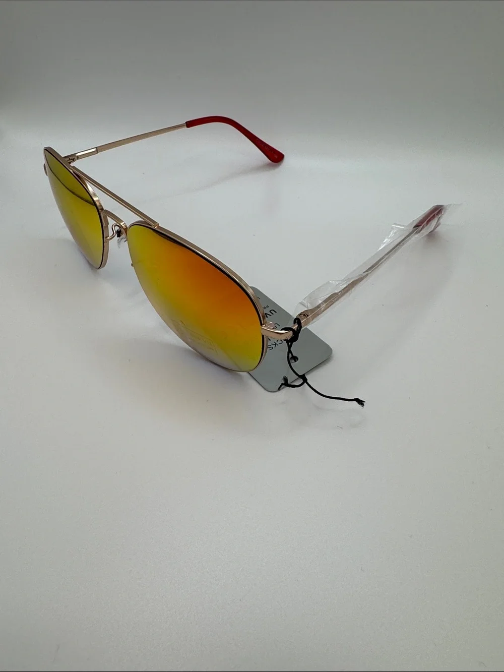 Red Gradient Aviator Sunglasses with Gold Frame